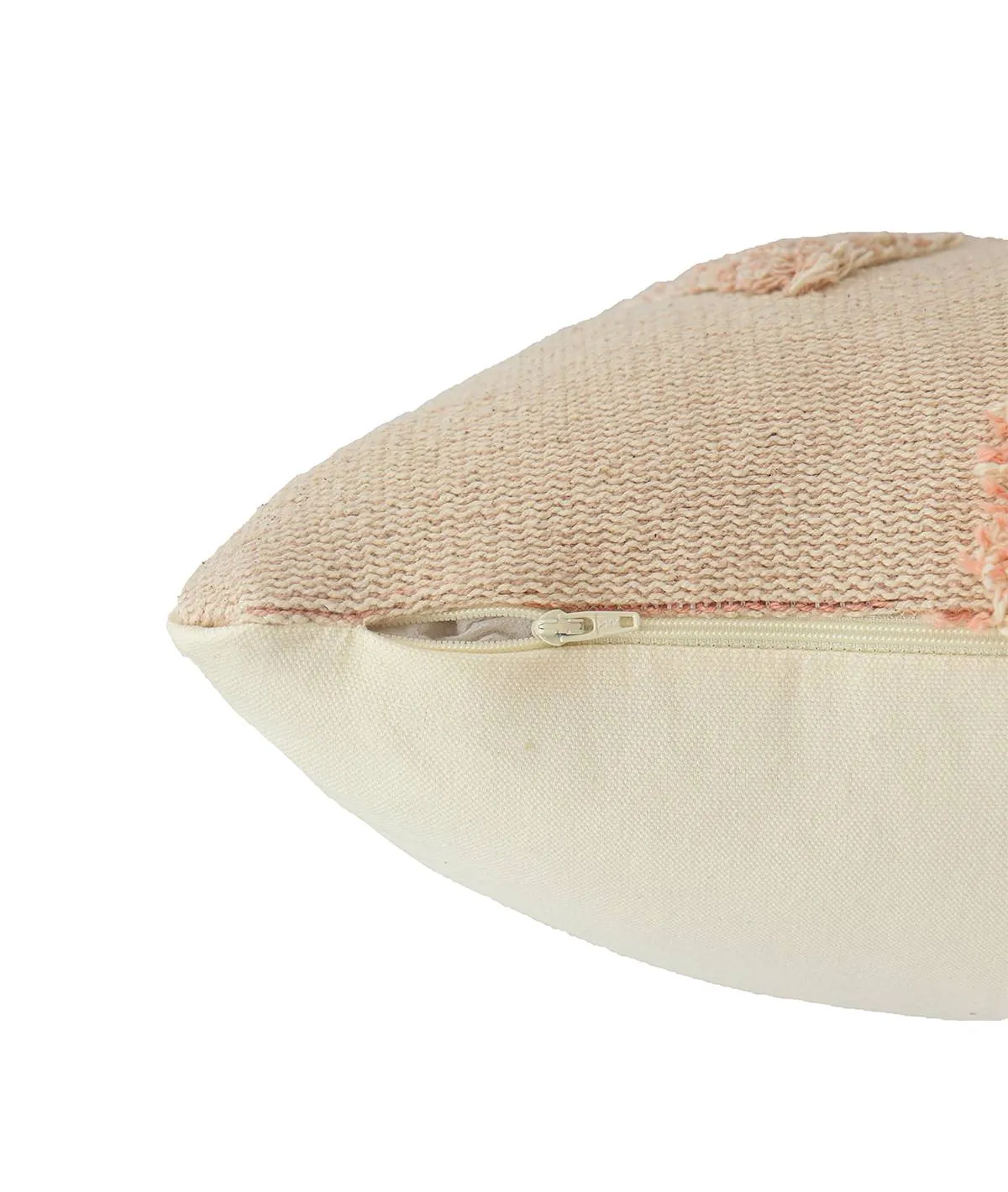 Arrowhead Cotton Knitted Decorative Tufted Cushion Cover (Blush Pink & Natural)