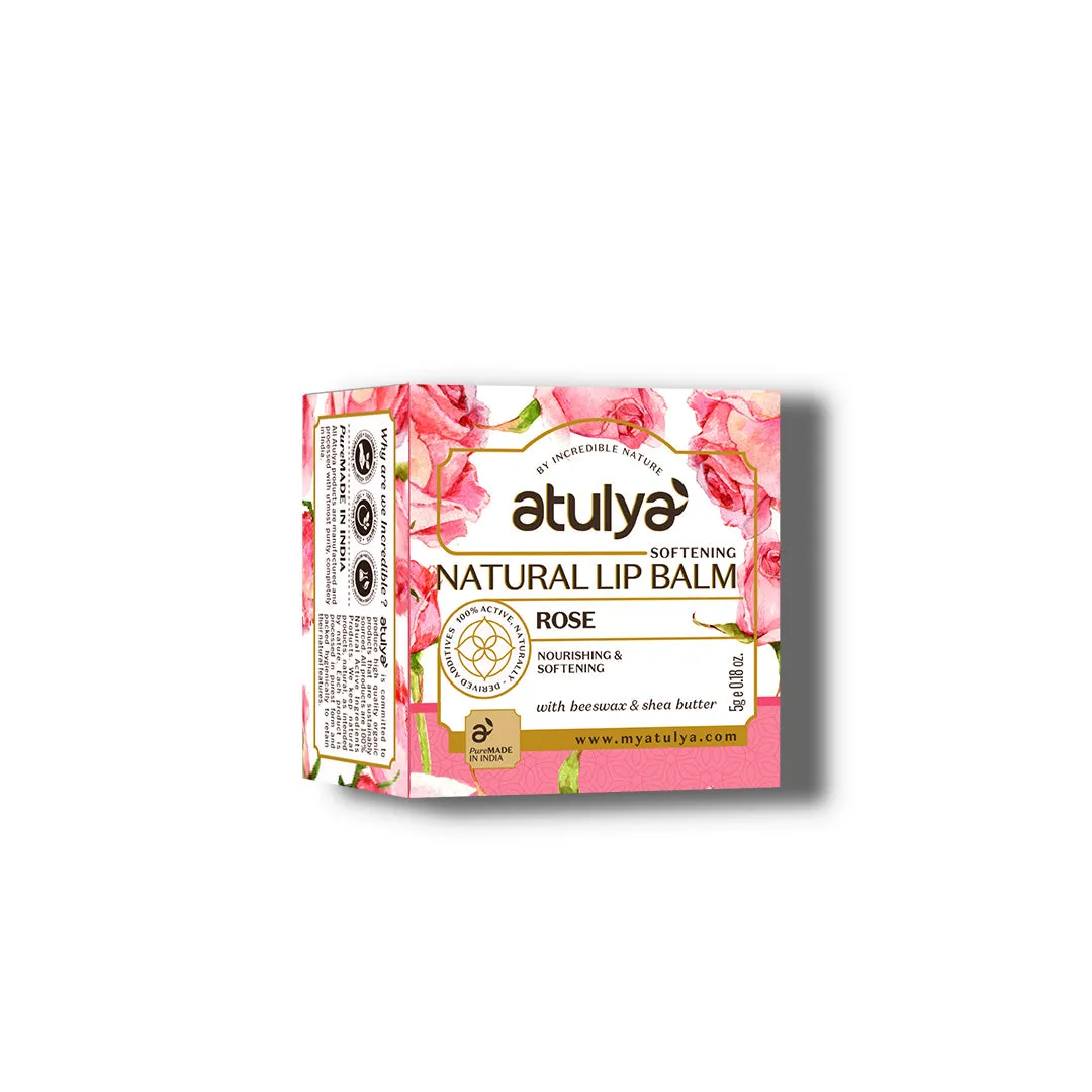 atulya Rose Natural Lip Balm with Bees Wax & Honey 5 Gm (Buy Any3 Products & Save Rs.300 Use code : RS300)