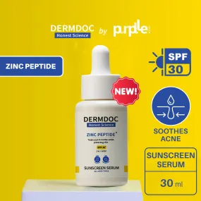 DERMDOC by Purplle Zinc Peptides* Sunscreen Serum SPF 30 (30ml) | lightweight sunscreen | no white cast | acne fighting sunscreen | sun cream for oily skin & all skin types