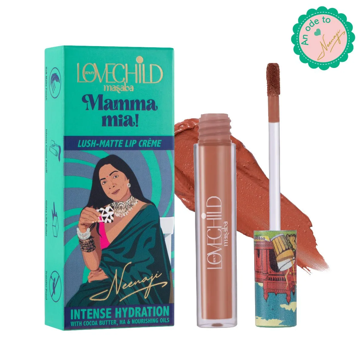 Masala Chai- Mamma mia! Lush-Matte Lip Crème  (Nude Brown) Intense Hydration