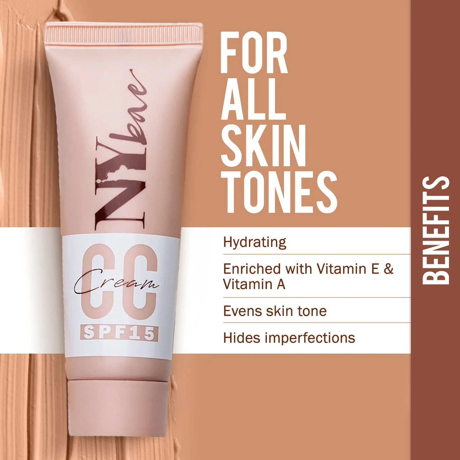 NY Bae CC Cream with SPF 15 | Sun Protection | Hydrating | Evens Skin Tone | Enriched with Vitamins | Hides Imperfections | Wheatish Skin Tone | Cool Undertone - Cool Chocolate 05 (20 gm)